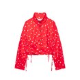 thumbnail image 2 of TGSLY Polka Dot Cropped Jacket for Women Lightweight Soft Stand Collar Long Sleeve Coat Side Adjustable Drawstring Ruched Hem Outerwear Jacket XS, 2 of 7
