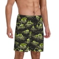 thumbnail image 2 of Wukai Light Green Excavator Men’s Short Pajama Pants With Pockets Soft Sleep Pj Shorts for Men-Small, 2 of 6