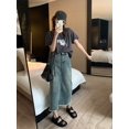 thumbnail image 4 of Faldas vaqueras para mujer, tallas S-5XL, de verano, combinables, estilo americano, sencillas, lisas, cómodas, informales, para la calle, para colegialas, faldas midi nuevas, 4 of 6
