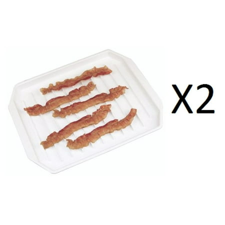 Microwave Compact Bacon Rack Hotdog/Burger Tray Defroster (2-Pack), Microwavable bacon cooker cooks 4 to 6 pieces of bacon at once By Fox (Best Way To Cook Bacon In Microwave)