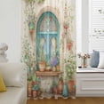 thumbnail image 5 of Country Flowers Sheer Curtains 63 Inches Long, Farmhouse Floral Windows Pots Plants Light Filering Curtains, Breathable Simi Curtain Privacy Drapes for Living Room Bedroom Window Treatment, 5 of 9