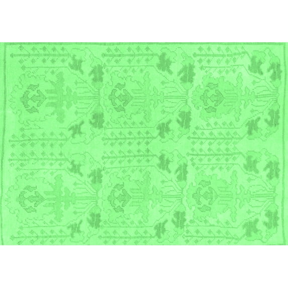 Ahgly Company Indoor Rectangle Abstract Emerald Green Modern Area Rugs, 7' x 9'