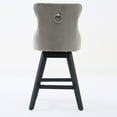 thumbnail image 5 of Swivel Bar Stools Set of 2, Counter Height Bar Stools with Back & Button Tufted Decoration, Velvet Upholstered with Rubberwood Legs & Chrome Nailhead Trim, Gray, 5 of 23