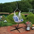 thumbnail image 4 of Sunnydaze Polyester Tufted Victorian Hammock Hanging Chair with C-Stand - Navy Blue, 4 of 7