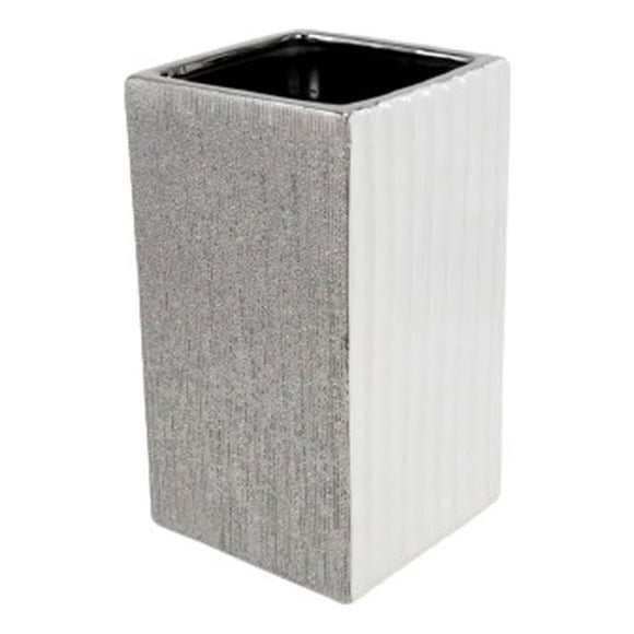 Jiallo Canada Vase Décoratif Carré en Céramique avec Support Rond en Argent