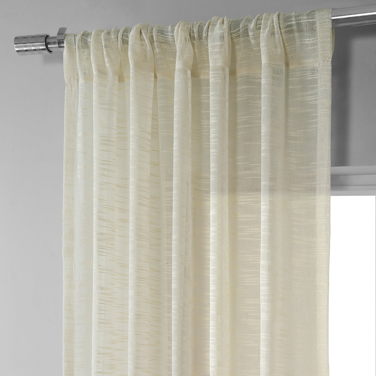 Open Weave Cream Linen Sheer Curtain (1 Panel), Open Weave Cream, 50W X 108L