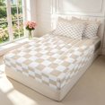 thumbnail image 2 of Manfei Contemporary Grid Zipper Full Size Comforter Sets with Fitted Sheet and 2 Pillowcases,Checkered Art Zipper Bedding Set,Beige White,Light Gray Reversible,4pcs, 2 of 8