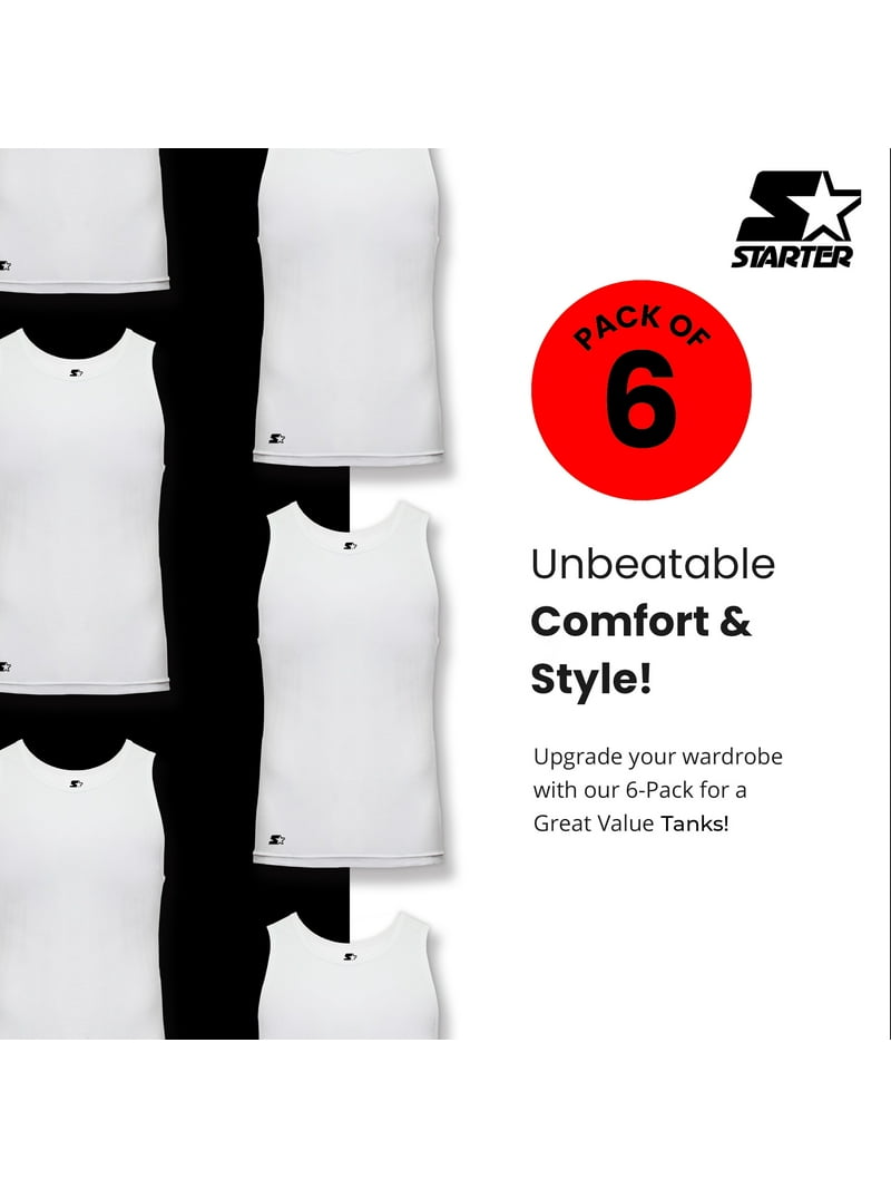 Starter men's Breathable Tagless Tank Top 6-Pack - Walmart.com