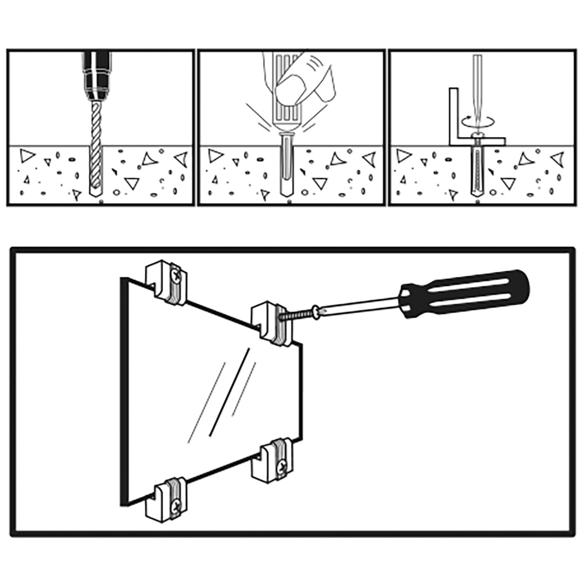 Ook Wide Mirror Clip Holders, Large Mirror Hangers, 20 lbs, Plastic, Screw-in, Clear, 8 pack