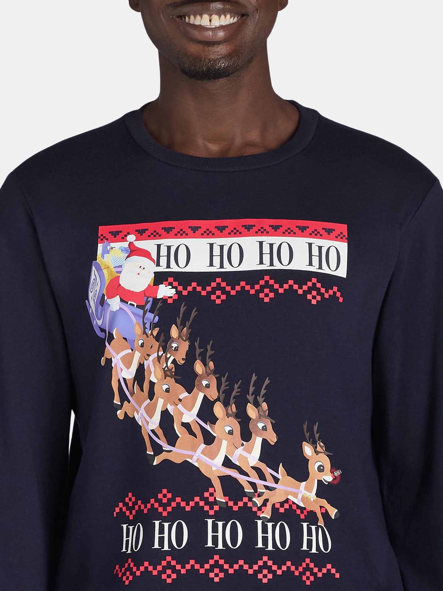 Rudolph Men's & Big Men's Ugly Christmas Guide My Sleigh Light Up Sweatshirt, Sizes S-3XL