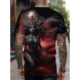 thumbnail image 2 of Men's 3D Digital Printed Medusa with Greek Pattern T-Shirt - Red and Black Mythical Design, Casual Crew Neck Short Sleeve Summer Top, Machine Washable Personality, 2 of 6