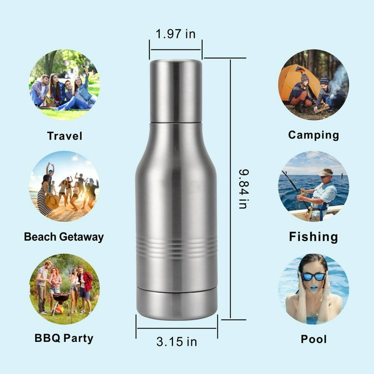  Stainless Steel Beer Bottle Holder - Chilled & Frosty Beer -  Fits Most Bottles - Cool To-Go - Insulated Tumbler -  Tailgates/Camping/Fishing - Double Wall - Bonus Neoprene Bottle Sleeve 