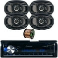 thumbnail image 1 of Pioneer DEH-X5000BT Single DIN CD Player Bluetooth USB AUX Radio Car Receiver Bundle Combo with 2 Pairs (QTY 4) of 6x9" Multiaxial 3-Way 400W Peak Power Car Audio Speakers, 16 Gauge Speaker Wire, 1 of 4