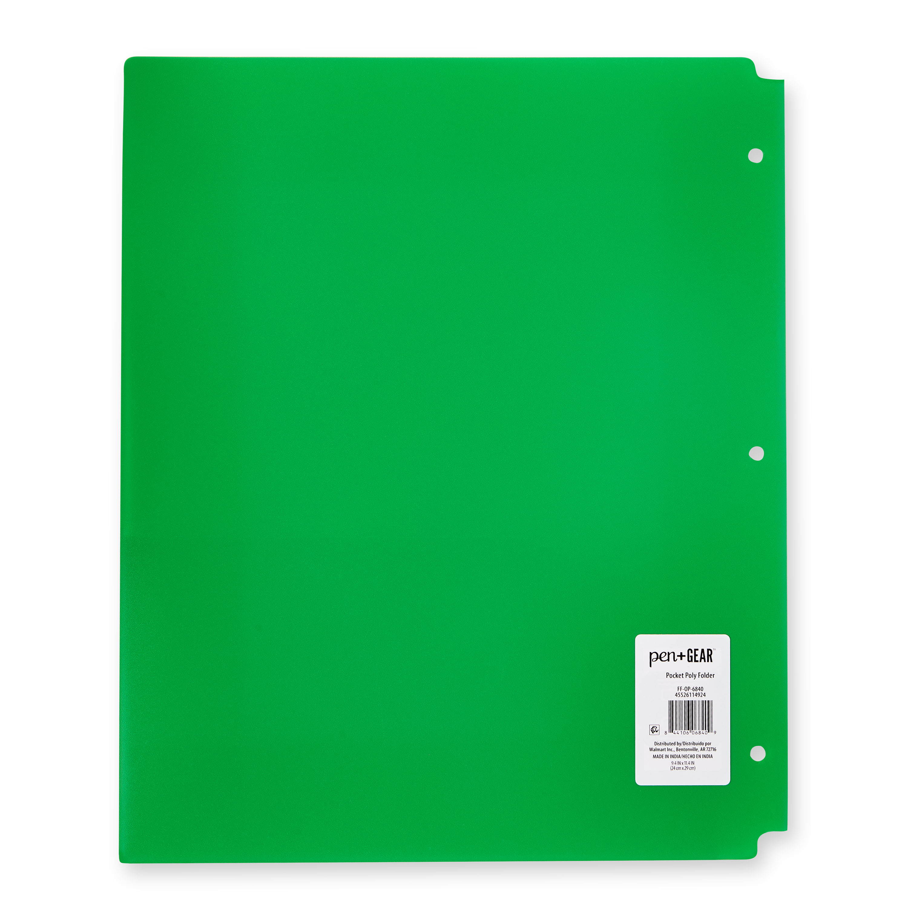 Carpeta de polipropileno con 2 bolsillos Pen+Gear, 9.4" x 11.4", verde 2