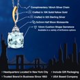 thumbnail image 2 of 925 Silver and 10K Yellow Gold Sky Blue Simulated Aquamarine and White Moissanite Pendant 2-Stone Necklace for Women | 6.23 Cttw | Gemstone March Birthstone | Cushion 12MM | With 18 inch Chain, 2 of 6