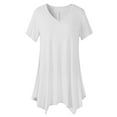 thumbnail image 2 of Vetsdori Fashion Women's Summer Casual Solid Color Short Sleeve V-Neck Blouses Shirts, 2 of 5