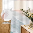 thumbnail image 2 of No Hook Shower Curtain, Beach Blue Waterproof Fabric Shower Curtains for Bathroom, Gradient Ocean Waves Seashore Sunset Bathroom Curtain with Mesh Top Window for Home Hotel Bathtub 48"x72", 2 of 9