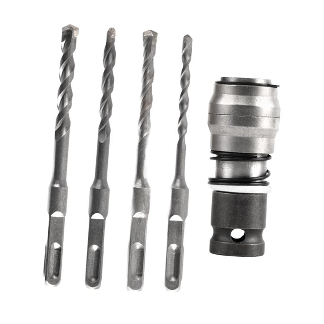 DYNWAVECA Electric Wrench Conversion Hammer Adapter Converter Easy to Install,Replaces Electric Wrench Conversion Head for Construction with 4 drill bit
