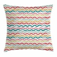 thumbnail image 1 of Striped Decor Throw Pillow Cushion Cover, Pop Art Parallel Wavy Rough Lines Flush Brush Strokes Shaggy Groovy Boho Decor, Decorative Square Accent Pillow Case, 16 X 16 Inches, Multi, by Ambesonne, 1 of 2
