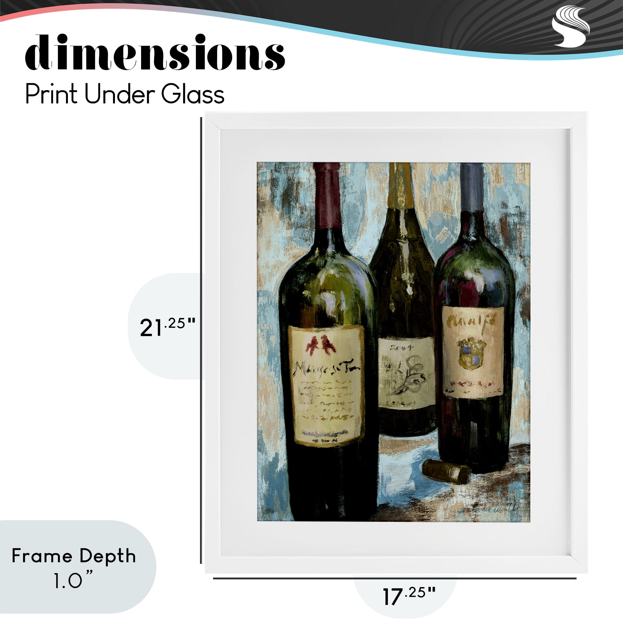 Stupell Industries Labeled Wine Bottle Trio White Framed Print Under Glass, design by Lanie Loreth