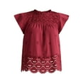 thumbnail image 3 of Time and Tru Women's Eyelet Top with Flutter Sleeves, Sizes XS-XXXL, 3 of 5
