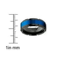 thumbnail image 3 of Metal Masters Mens Tungsten Ring Grooved Wedding Band Black Blue Comfort-fit 8mm, 3 of 5