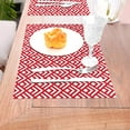 thumbnail image 5 of LNWH Red Vintage Geometric Abstract Pattern Placemats, 1 PCS Heat Resistant Washable PVC Table Mats, 18"x12", 5 of 6
