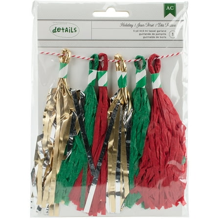 Holiday Details Tassels 6/Pkg-Red, Green & Gold