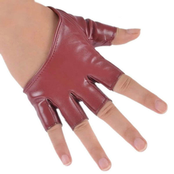 Fashion Lady Faux Leather Half Finger Gloves Fingerless Driving Show Palm Dance 