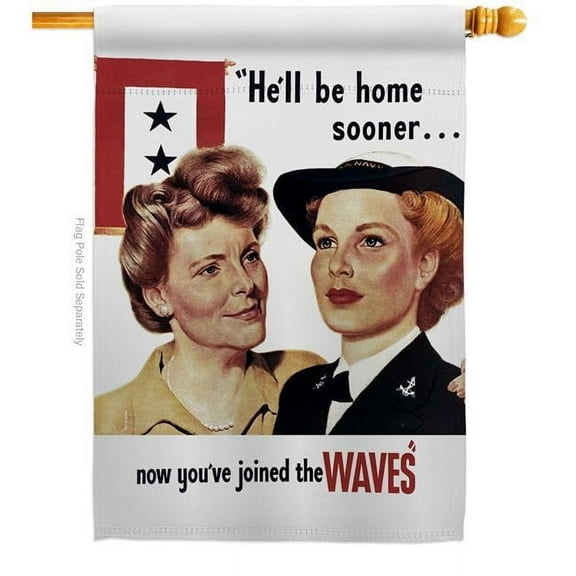 US Brotherhood H183032-BO 28 x 40 in. Joined the Waves House Flag with Armed Forces Veterans Double-Sided Decorative Vertical Flags Decoration Banner Garden Yard Gift
