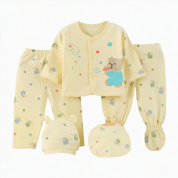 XZNPDUCQ 5Pcs Preemie Unisex Baby Boy Girl Cotton Layette Outfit Set Baby Cotton Clothes Suit for tosize Essentials and Accessories Gifts Layette Set