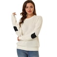thumbnail image 1 of Allegra K Suéter Suelto Para Mujer Caída Del Hombro Parche De Codo De Gato blanco XS, 1 of 6
