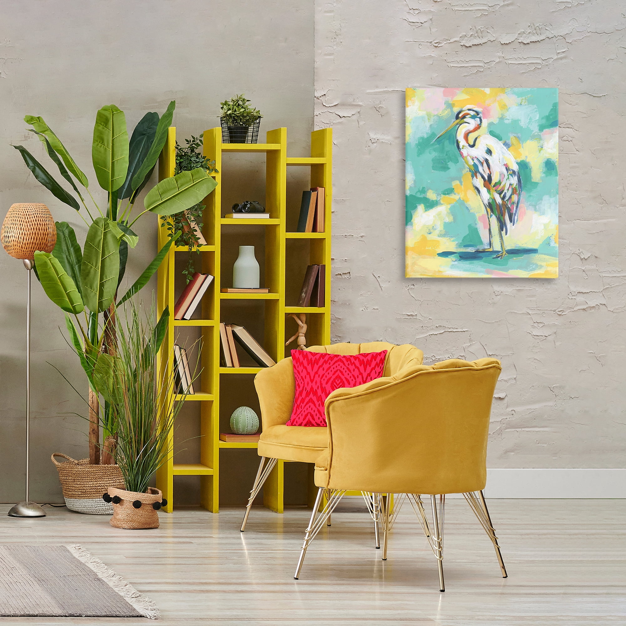 Stupell Industries Blue Modern Crane Animals Painting Wrapped Canvas Art Print Wall Art, 24 x 30