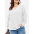 thumbnail image 6 of SHEWIN Womens Blouse Plus Size Tops Lace V Neck Long Sleeve T Shirts Dressy Eyelet Embroidered Tunics Top Spring Fall Blouses White 4X, 6 of 9
