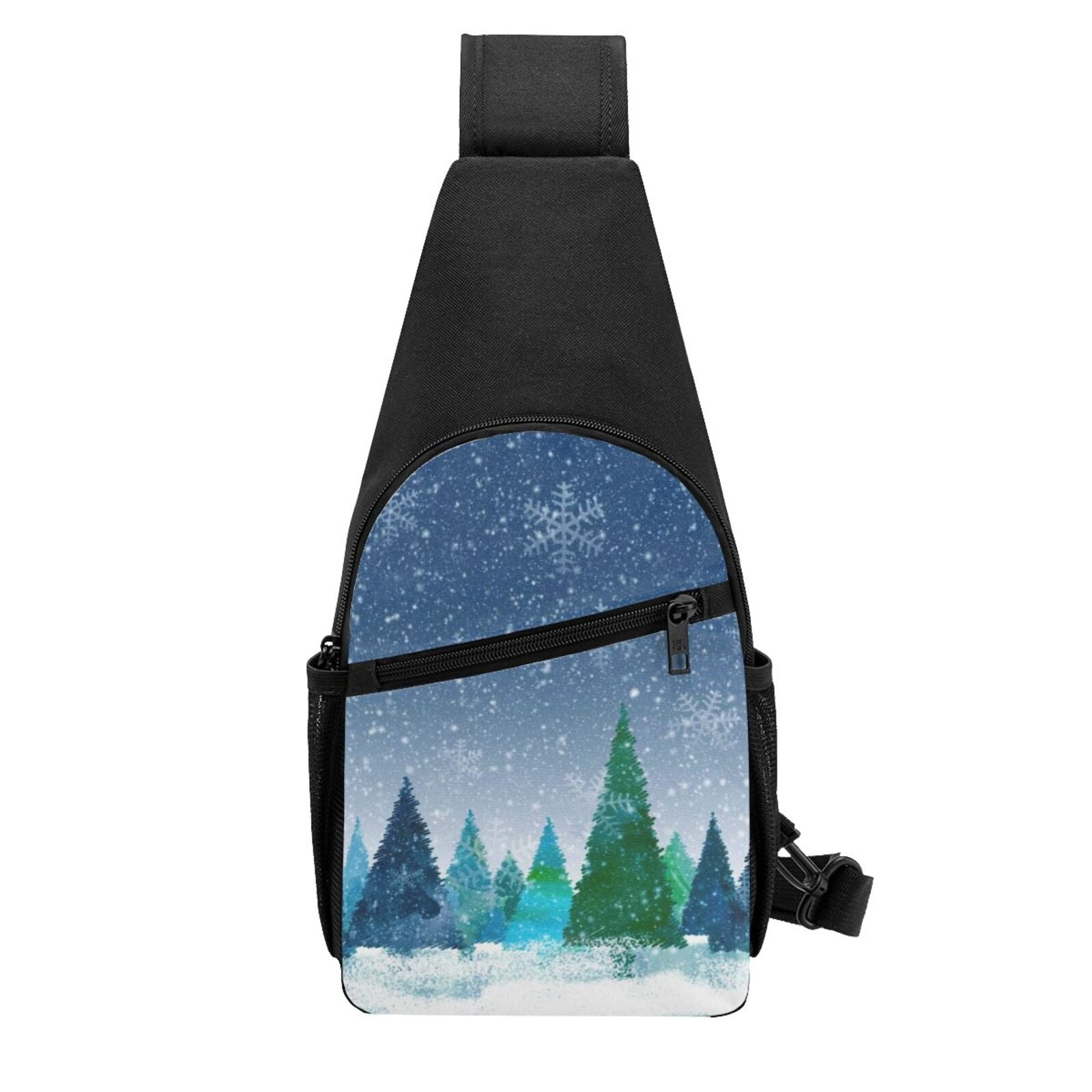 Xecao's Christmas Trees Print Sling Bag: A Versatile Chest, Shoulder, and Crossbody Backpack for Casual Days Out, Perfect for Both Men and Women