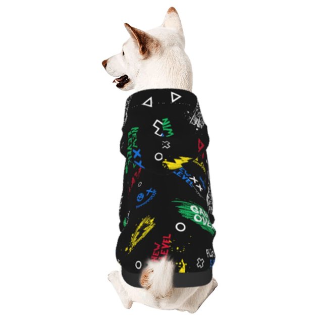 Balery Gamepads Sudadera con Capucha para Perros Pequeños – Ropa para Mascotas, Disfraz para Perros y Gatos, Ideal para Fiestas y Cosplay-XX-Large