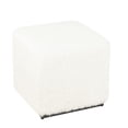 thumbnail image 3 of HomePop Pouf Moderne en Tissu de Fausse Fourrure à Design Carré Cube, Blanc, 3 of 10