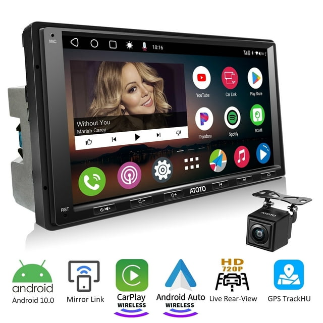 ATOTO Estéreo para Automóvil con Cámara de Respaldo, Estéreo para Automóvil de Doble Din de 7 Pulgadas, Audio para Automóvil Inalámbrico Apple Carplay y Android Auto Inalámbrico con Rastreador GPS, In