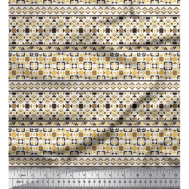 Soimoi Cotton Poplin Fabric Aztec Geometric Print Fabric by Yard 42 Inch Wide