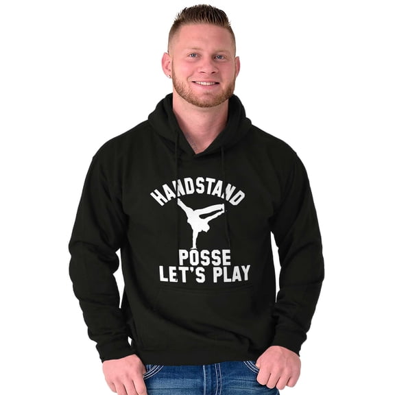 Handstand Posse Lets Play Gymnastics Men's Big & Tall Graphic Hoodie Brisco Brands 2X