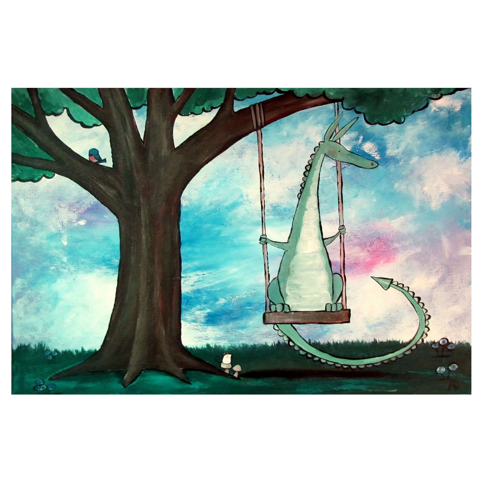 Marmont Hill "Dragon Swing" by Andrea Doss Painting Print on Wrapped Canvas