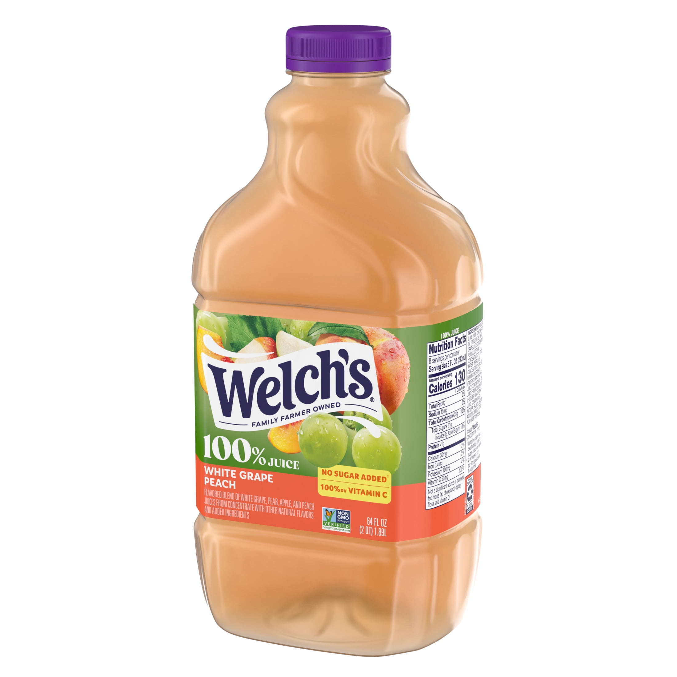 Welch's 100% Juice, White Grape Peach, 64 fl oz Bottle