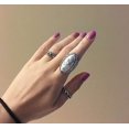 thumbnail image 5 of Opolski Women Boho Knuckle Rings Vintage Oval Turquoise Antique Silver Plated Carving Ring Jewelry Exquisite Finger Rings Jewelry for Party Banquet, 5 of 6