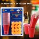 thumbnail image 2 of Muyoka Juego de 24 tazas y 24 bolas para fiesta en la piscina, camping, cumpleaños, fiesta, cerveza, pong Muyoka Hogar, 2 of 5