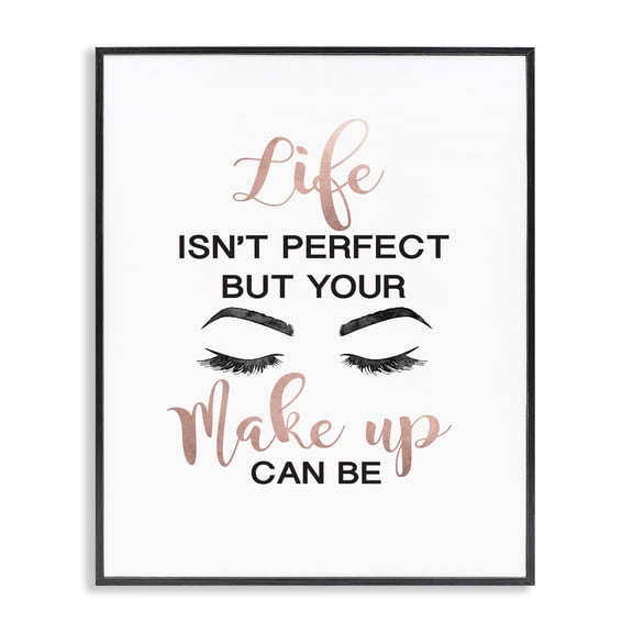 Stupell Industries Art Deco Perfect Make Up with Lashes Fashion Typography Black Framed Giclee Art, 16 x 20, by Amanda Greenwood