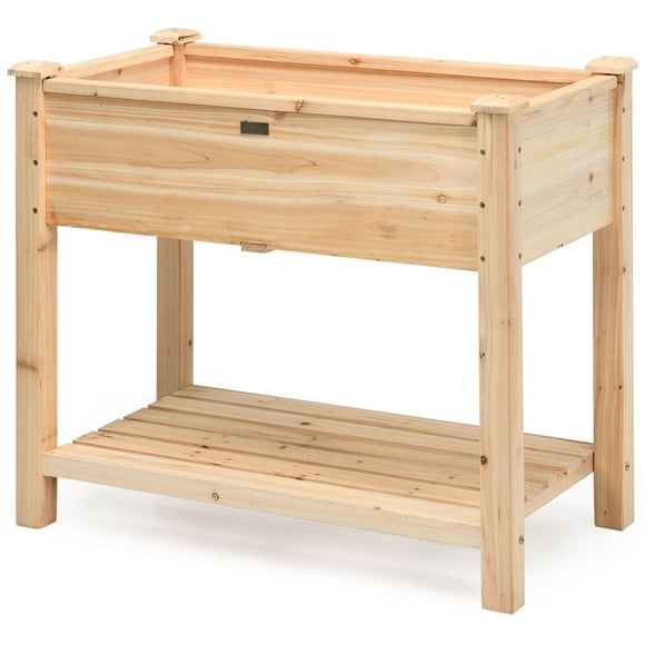 Costway Maceta con Patas Elevadas de Madera para Plantar Verduras Flores Hierbas Tiesto para Jardín Patio y Balcón Natural 86 x 46 x 76 cm