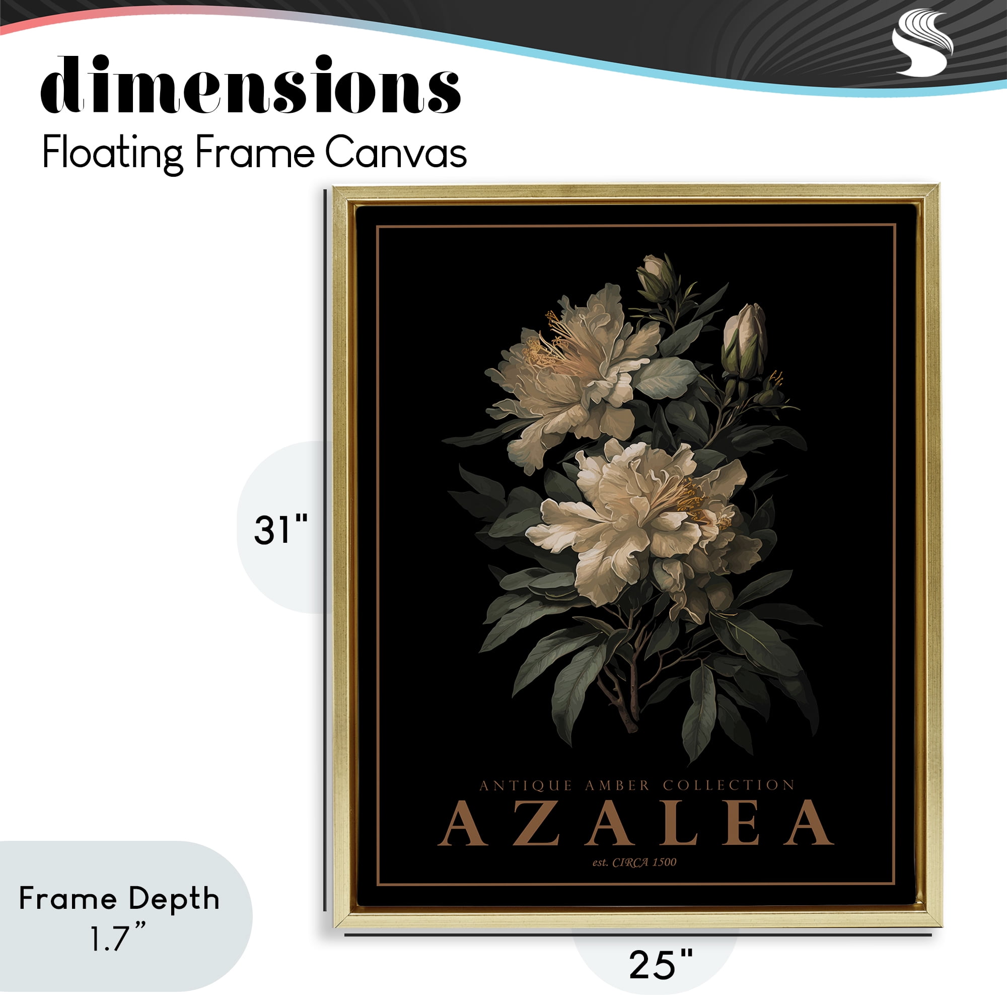 Stupell Industries Antique Azalea Bushel Gold Framed Floater Canvas Wall Art, design by Christopher Giampietro
