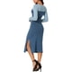 thumbnail image 3 of Vestido midi de corte con escote de manga larga para mujer Inspire Chic, suéter de punto a rayas, talla XL, azul oscuro, 3 of 6