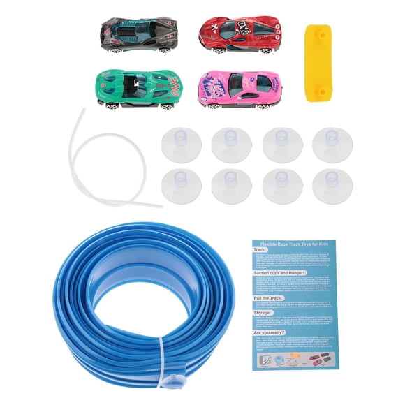 Pista flexible de juguete, coches de fundición a presión, impulsada por la física, kit de pista de carreras flexible, mini Azul