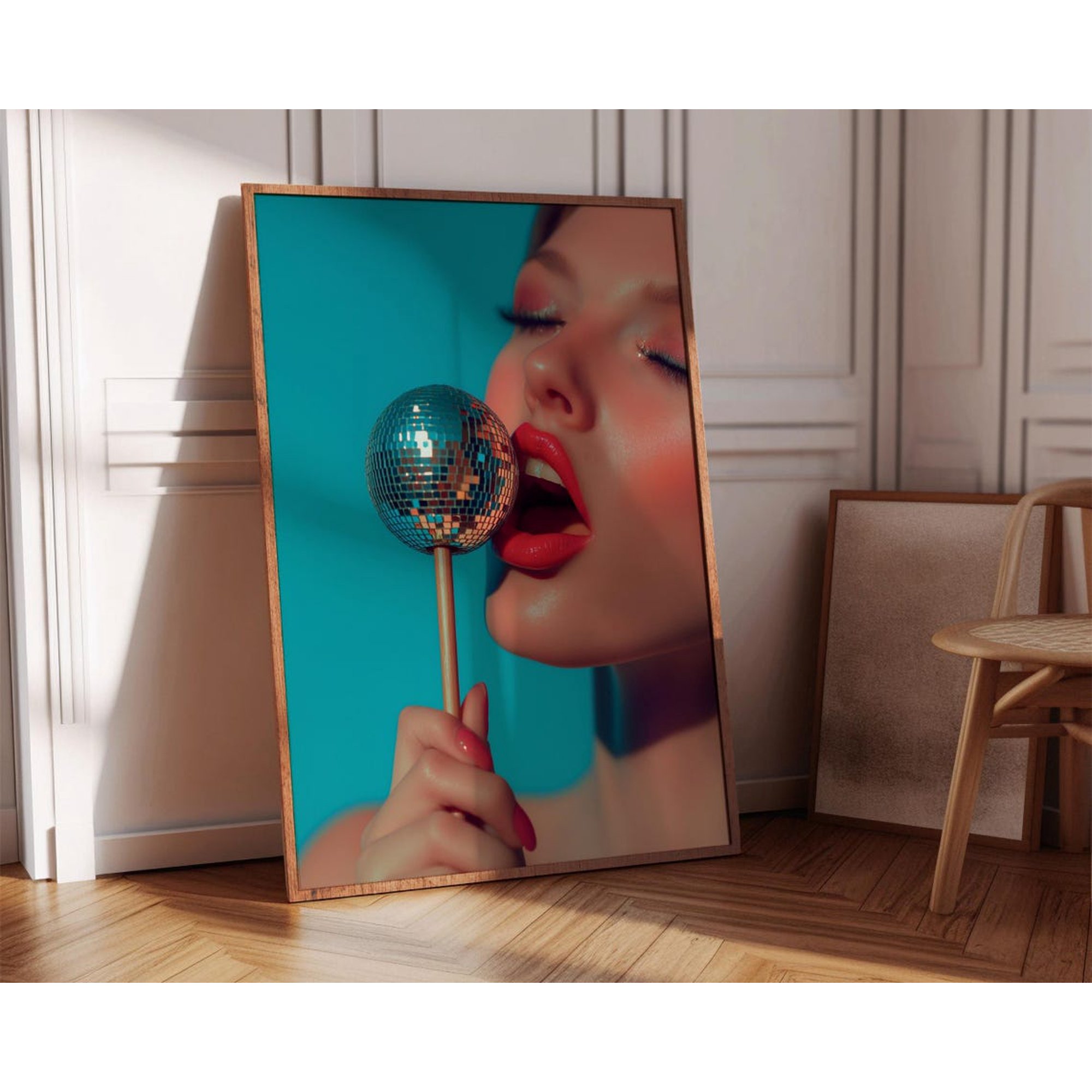 Disco Ball Poster Retro Mirror Ball Apartment Wall Art Unframed Paper Print